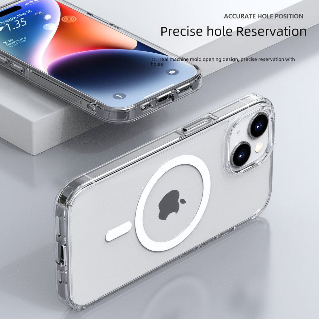 Magnetic Transparent Shockproof TPU Phone Case for iPhone 12 -16 Pro Max