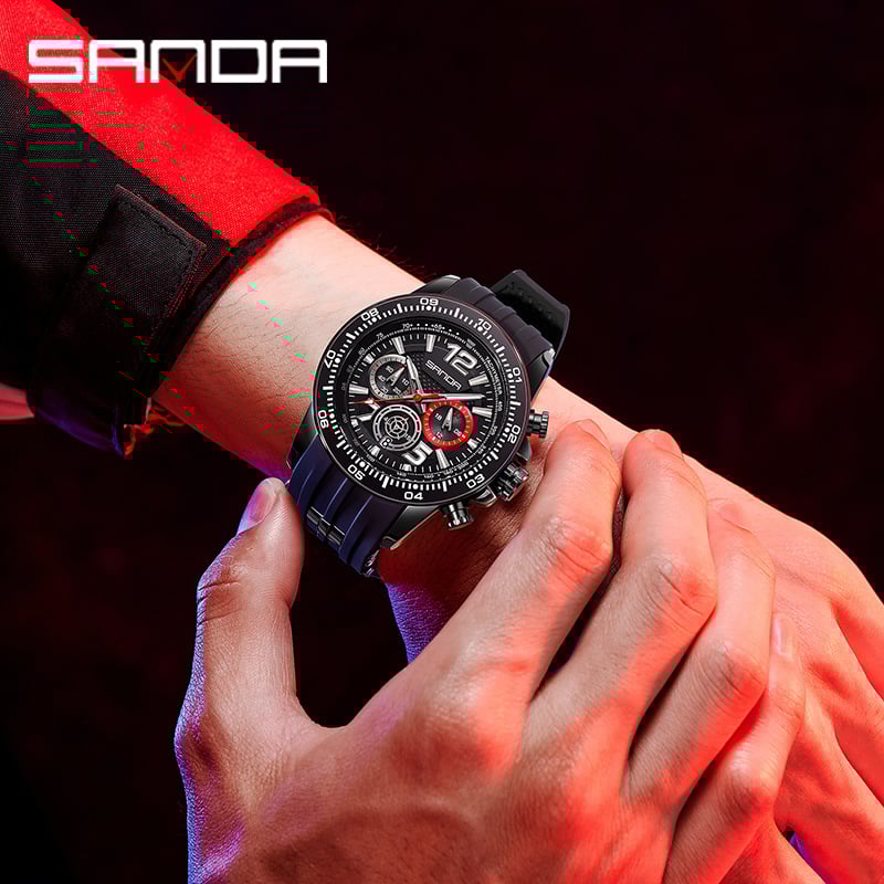 Men's Fashion Three-Eye Six-Pin Waterproof Quartz Watch