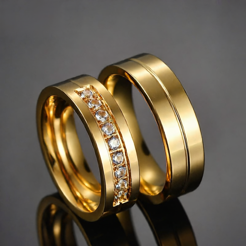 Zirconia diamond set stainless steel ring