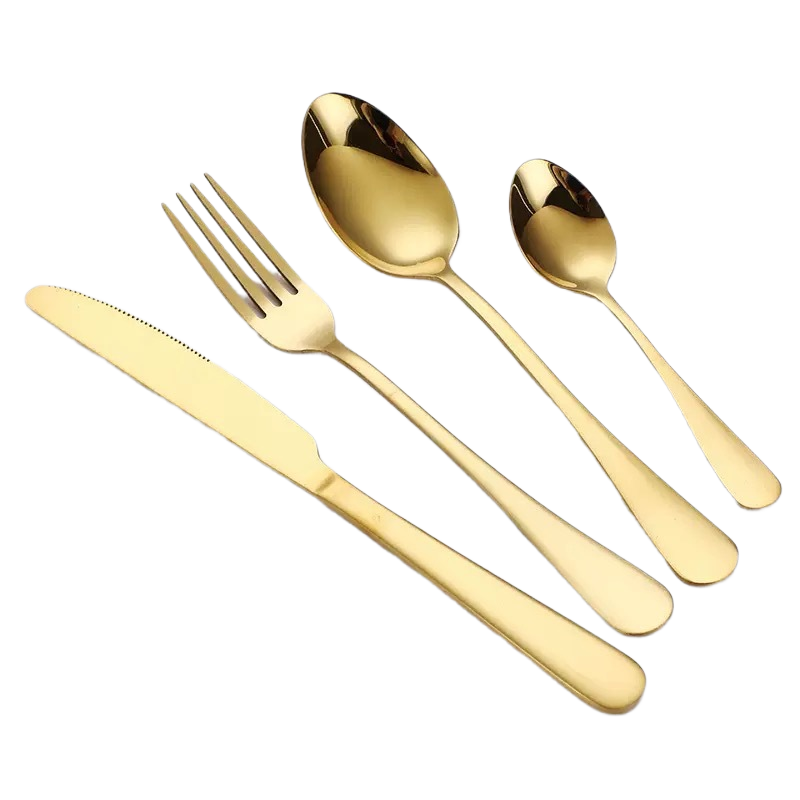 Titanium-Plated Stainless Steel Tableware 4-Piece Set