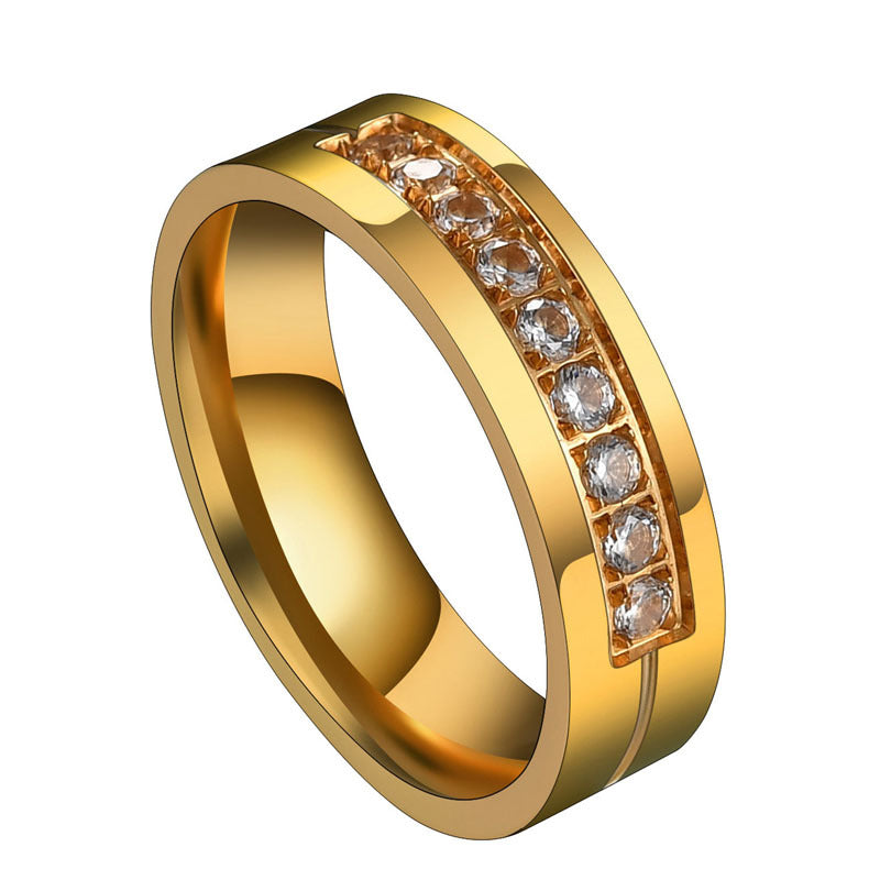 Zirconia diamond set stainless steel ring