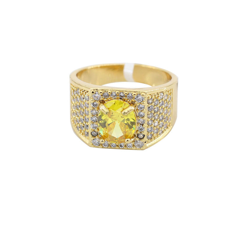 Copper micro-set artificial gemstone ring