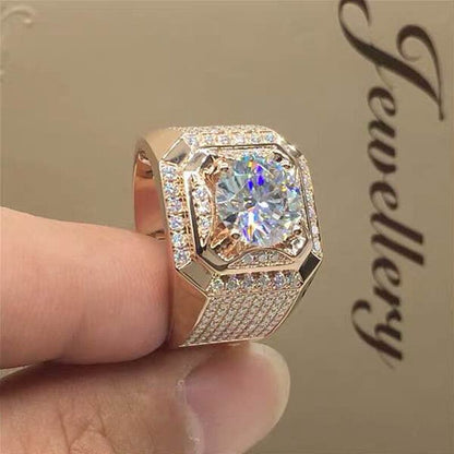 Copper micro-set artificial gemstone ring