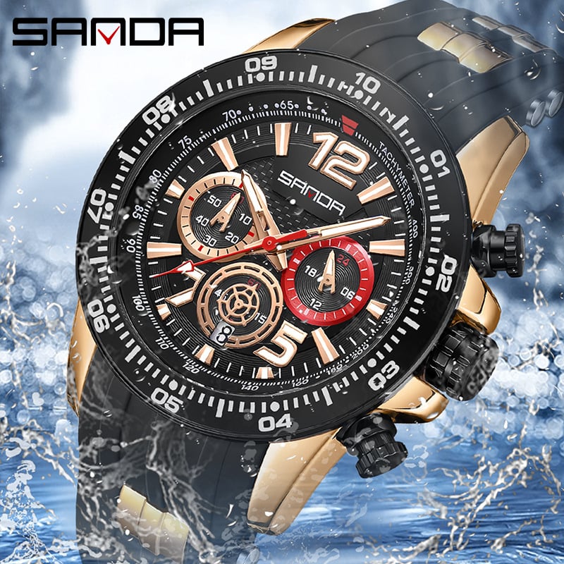 Men's Fashion Three-Eye Six-Pin Waterproof Quartz Watch