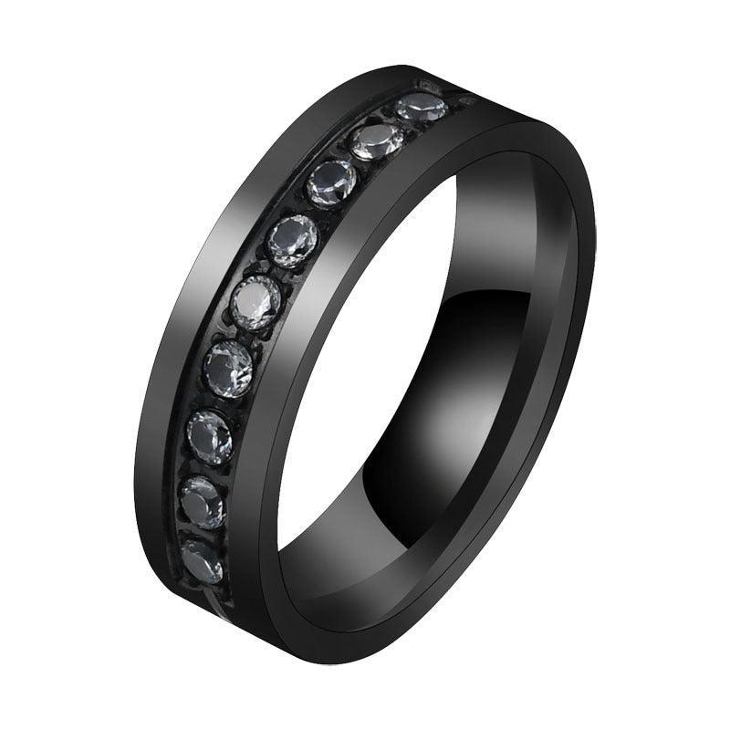 Zirconia diamond set stainless steel ring