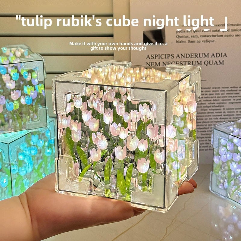 Rubik's Cube Tulip Sea Night Light