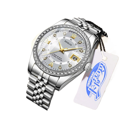 2025 New Roman Numerals Diamond Calendar Steel Band Watch Luminous Waterproof High Color Value Watch Cross-border Hot Sale