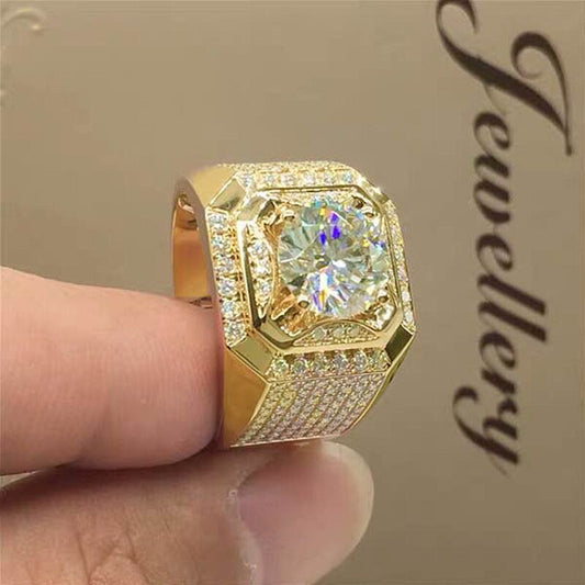 Copper micro-set artificial gemstone ring
