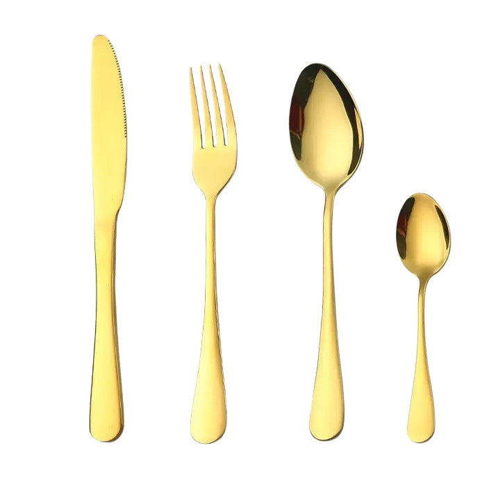 Titanium-Plated Stainless Steel Tableware 4-Piece Set