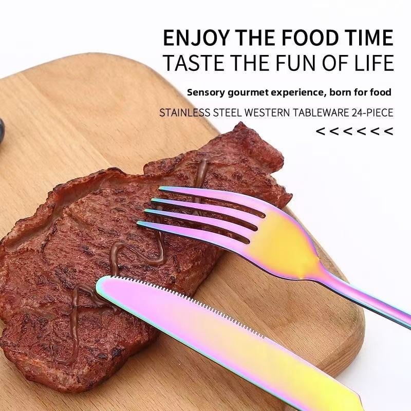 Titanium-Plated Stainless Steel Tableware 4-Piece Set