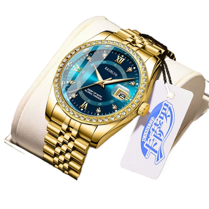 2025 New Roman Numerals Diamond Calendar Steel Band Watch Luminous Waterproof High Color Value Watch Cross-border Hot Sale