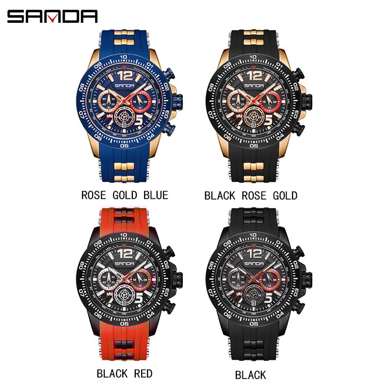 Men's Fashion Three-Eye Six-Pin Waterproof Quartz Watch