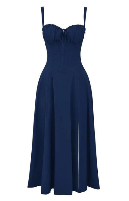 American  Hot Low-cut Sexy Digital Printed Chest Back Strap Waist Mid-length Dress