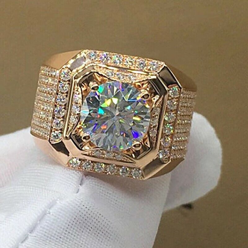 Copper micro-set artificial gemstone ring