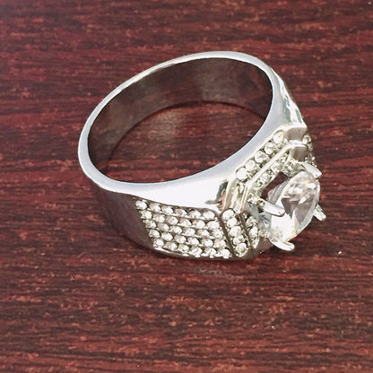 Copper micro-set artificial gemstone ring
