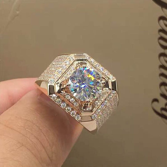 Copper micro-set artificial gemstone ring