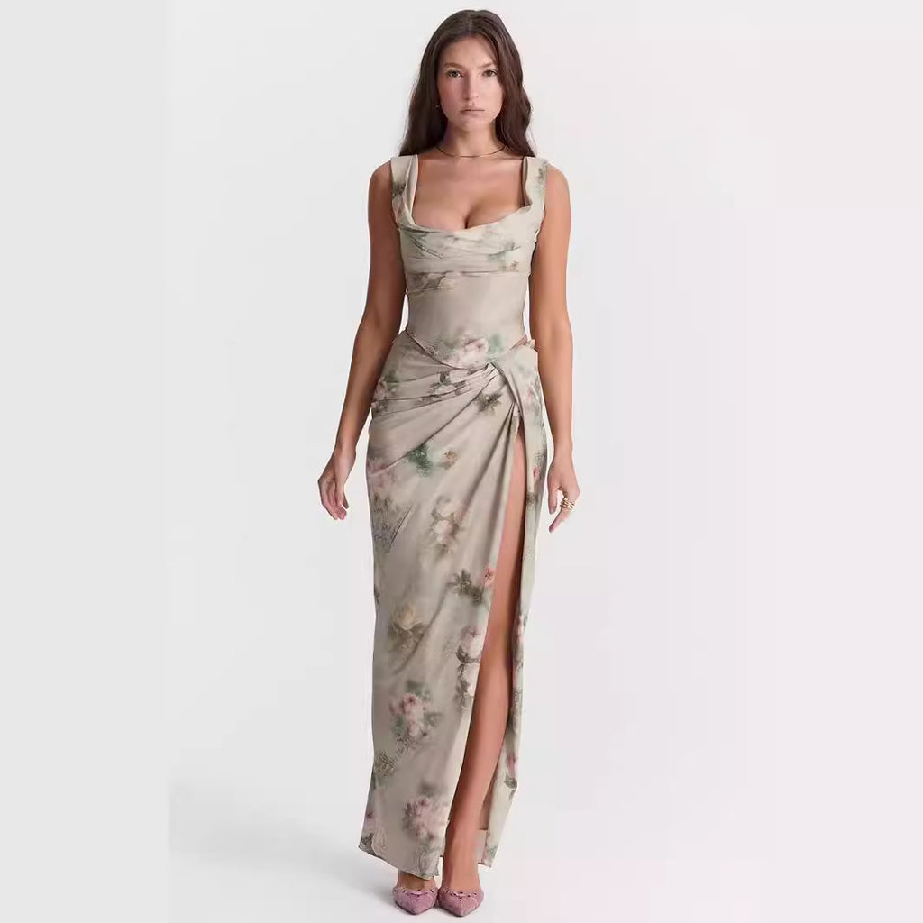 Two-piece irregular leg-exposing and hip-hugging skirt set