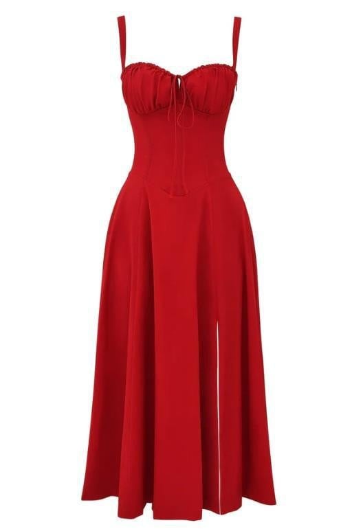 American  Hot Low-cut Sexy Digital Printed Chest Back Strap Waist Mid-length Dress