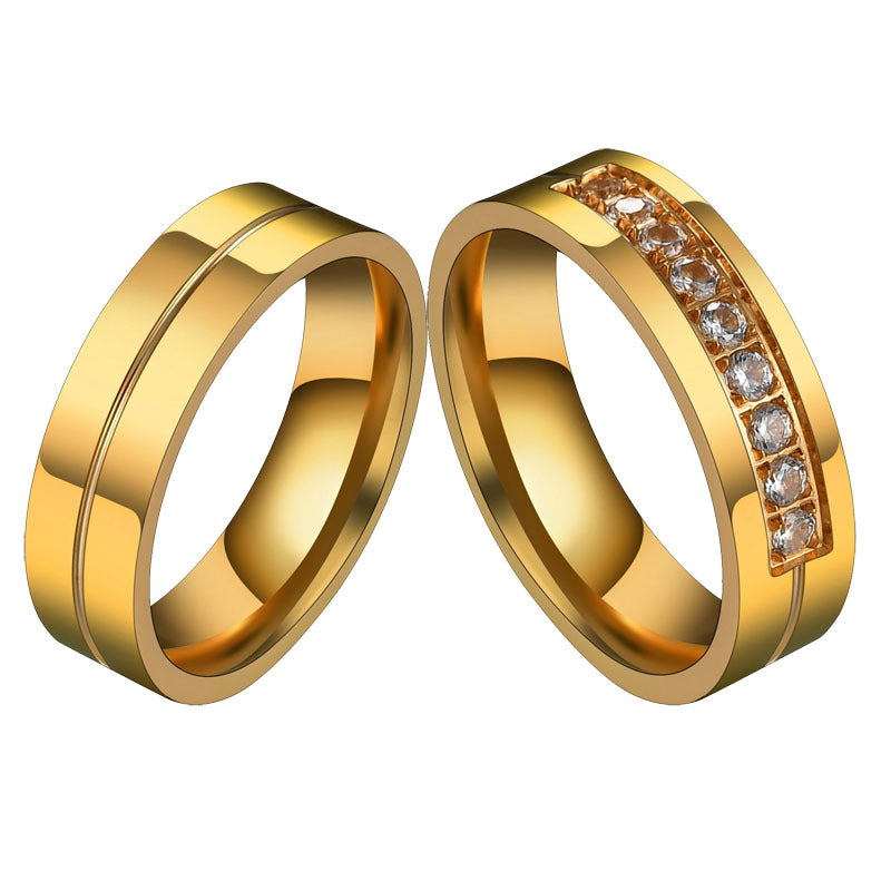 Zirconia diamond set stainless steel ring